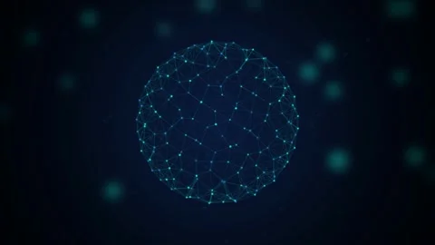 Teal wireframe plexus sphere rotating seamless loop motion background Stock Footage 344971861