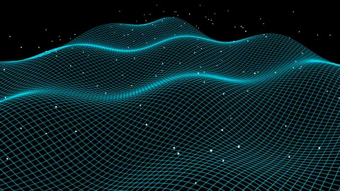 Teal Wireframe Terrain Wave Digital Landscape Vídeos de archivo 332545993