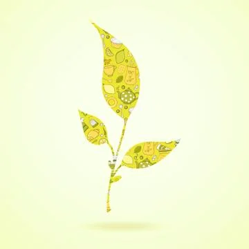 Tealeaf with tea pattern isolated  background Stock Illustration