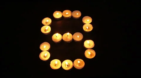Tealight Candle Number Eight Stock Footage 66862729
