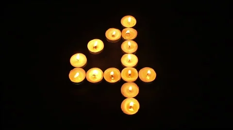 Tealight Candle Number Four Stock Footage 66817343