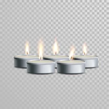 Tealight decorative candles vector set Stock Illustration