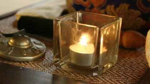 Tealight in glass Stock Footage 662642