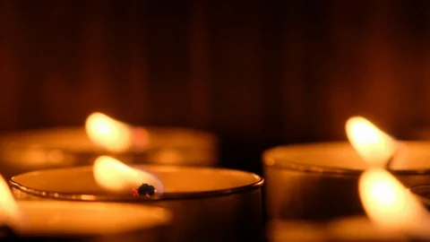 Tealights Candles Stock Footage 94368991