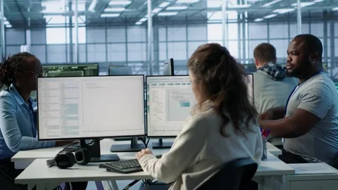 Team of admins doing checkup to prolong data center electronics life span Stock Footage 319248554