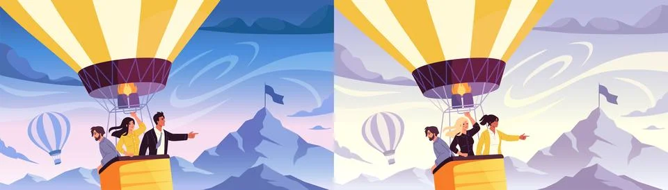 Team at air balloon Stock Illustration