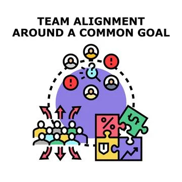 Team aligning strategy for common business goal Stock Illustration