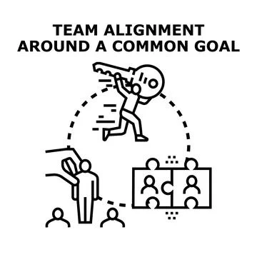 Team alignment around a common goal concept Stock Illustration