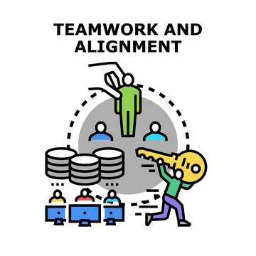 Team alignment reaching goal by working together Illustrazione stock