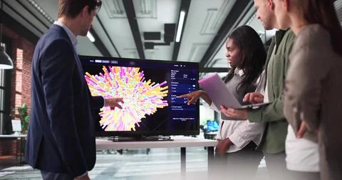 Team Of Analysts Using 3D Software For Research In A Lab Stock Photos