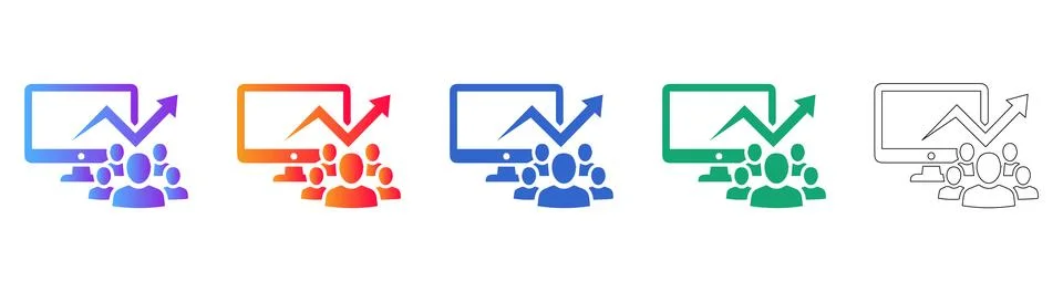 Team Analytics and Performance Growth Icons Illustrazione stock