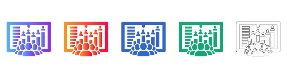 Team Analytics Bar Chart Icons Stock Illustration