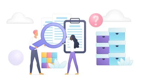 Team Analyzing Data Search Volumetric Concept Stock Illustration