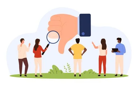 Team Analyzing Negative Feedback with Thumbs Down Stock-Illustration