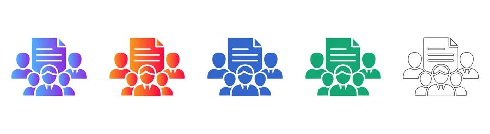 Team and Document Management Icons for Business Workflow Stock Illustration