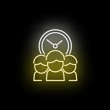 Team and time management neon icon concept Stock Illustration