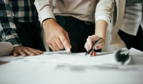 Team of architect and engineer working and discussing about new project. Stock-Fotos