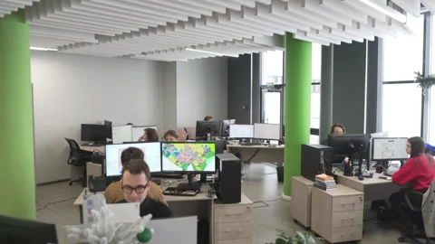 Team of architect designers works on computers in office Stock Footage 325996130