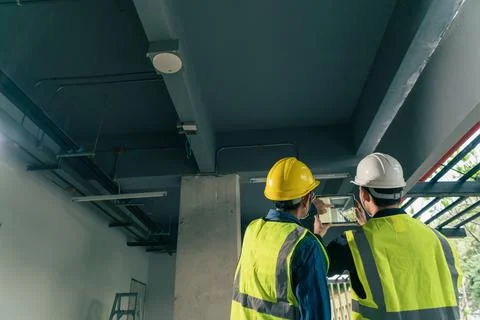 Team Architect working use BIM technology and digital construction applicatio Fotos de archivo