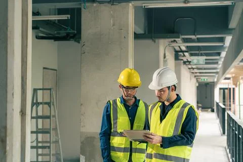 Team Architect working use BIM technology and digital construction applicatio 写真素材