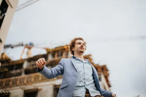 A team of architects and engineers collaborate on a project in the city. They Stock Photos
