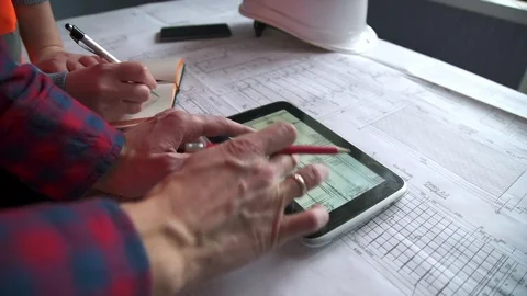 Team of architects working in office Stock Footage 75579947