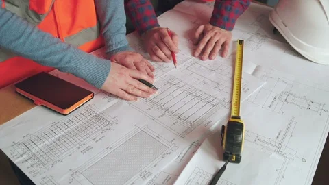 Team of architects working in office Stock Footage 114752017