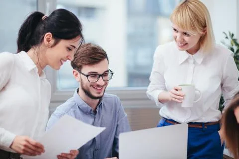 Team of architects working in the office Stock Photos