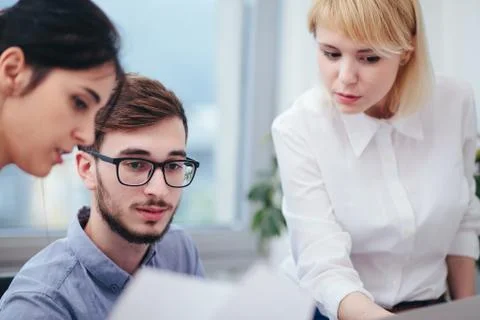 Team of architects working in the office Stock Photos