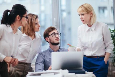 Team of architects working in the office Stock Photos