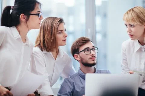 Team of architects working in the office Stock Photos