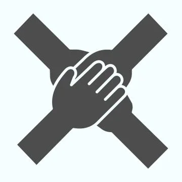 Team Arms solid icon. Teamwork vector illustration isolated on white. Four hands Stock Illustration