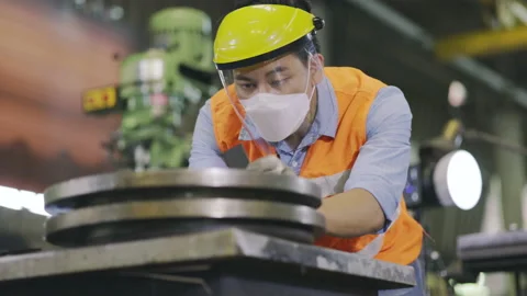 Team Asian machine engineers is providing maintenance services for machines  Stock Footage 151055802