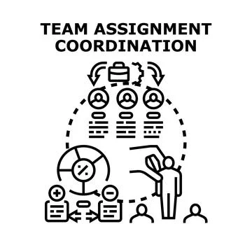 Team assignment coordination optimizing business task management Stock Illustration
