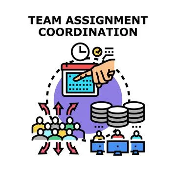 Team assignment coordination planning workflow icon concept Stock Illustration