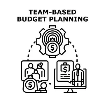Team based budget planning collaborative financial management concept 스톡 일러스트