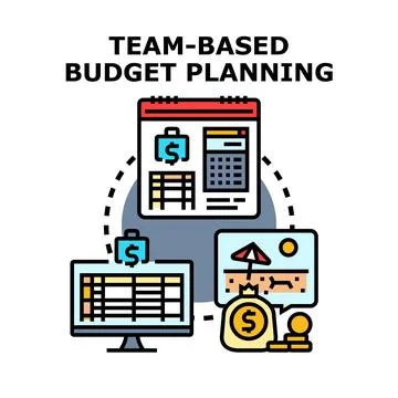 Team based budget planning financial management strategy Stock Illustration