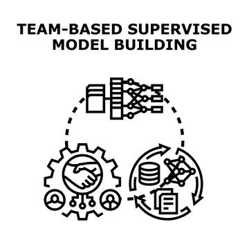 Team based supervised machine learning model building illustration 스톡 일러스트