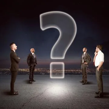 Team with a big question to be solved Foto stock