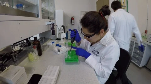 Team of biologist students working on thesis project Video stock 109317142