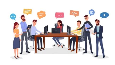 Team brainstorm, idea generation flat illustration Stock Illustration