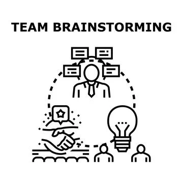 Team brainstorming creating new business solutions Stock Illustration