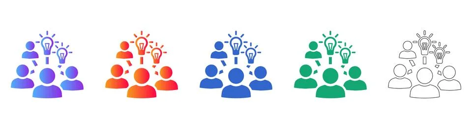 Team Brainstorming Creative Process Icons Stock Illustration