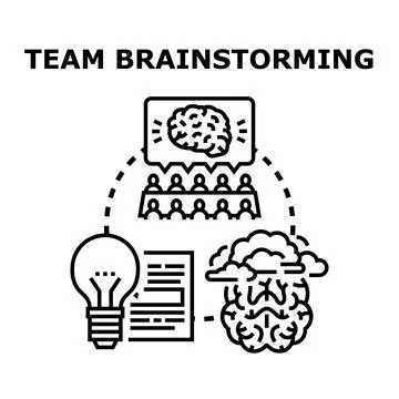 Team brainstorming developing new creative business ideas Stock Illustration