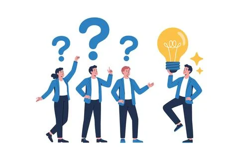 Team Brainstorming with Idea Lightbulb Concept Illustration. Stock Illustration