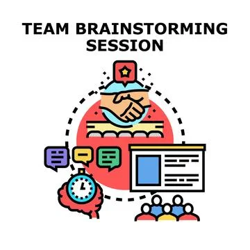 Team brainstorming session generating creative business ideas Stock Illustration