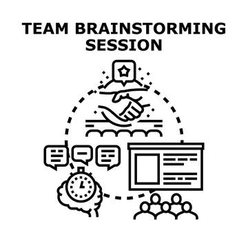Team brainstorming session generating creative business ideas Stock Illustration