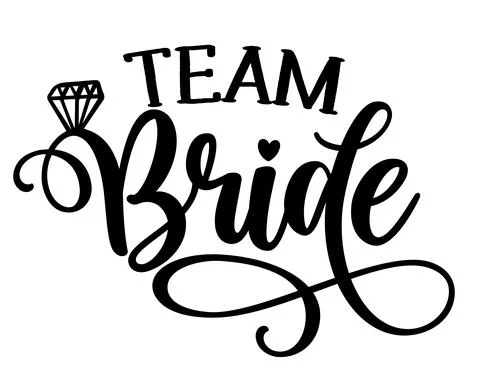 Team Bride - Black hand lettered quotes with diamond ring for greeting cards Stock Illustration