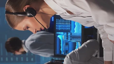 Team of brokers is working in office using workstation and analysis technology Stock Footage 262967792