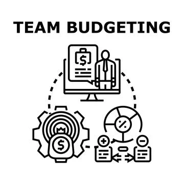 Team budgeting process managing expenses and income Stock Illustration